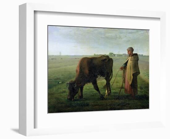 Woman Grazing Her Cow, 1858-Jean-François Millet-Framed Giclee Print