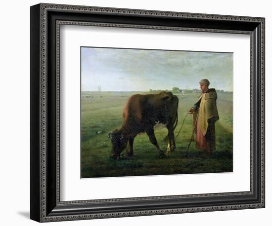 Woman Grazing Her Cow, 1858-Jean-François Millet-Framed Giclee Print