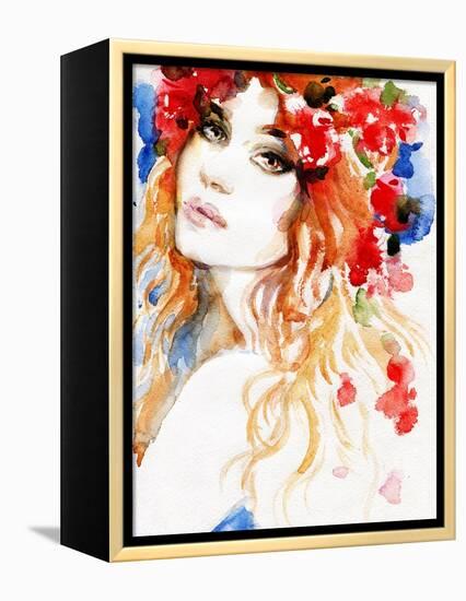 Woman. Hand Painted Fashion Illustration-Anna Ismagilova-Framed Stretched Canvas
