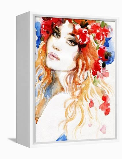 Woman. Hand Painted Fashion Illustration-Anna Ismagilova-Framed Stretched Canvas