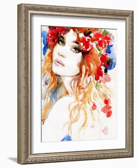 Woman. Hand Painted Fashion Illustration-Anna Ismagilova-Framed Art Print