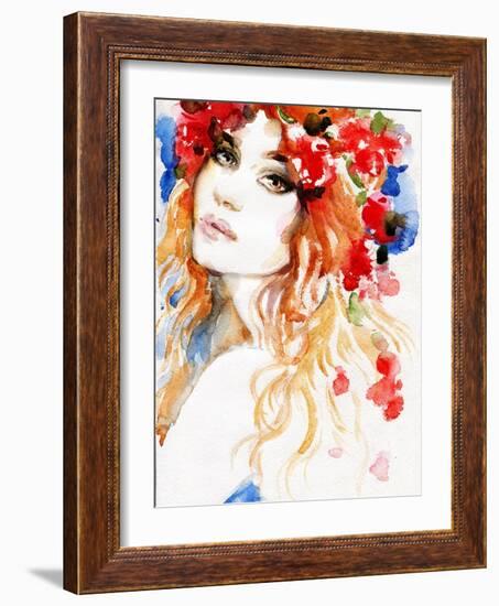 Woman. Hand Painted Fashion Illustration-Anna Ismagilova-Framed Art Print