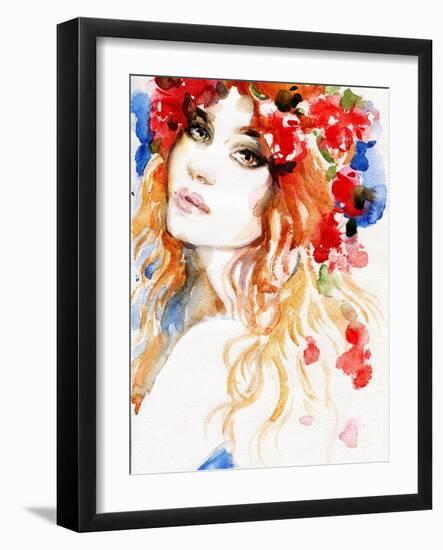 Woman. Hand Painted Fashion Illustration-Anna Ismagilova-Framed Art Print