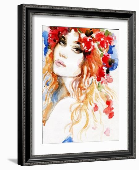 Woman. Hand Painted Fashion Illustration-Anna Ismagilova-Framed Art Print