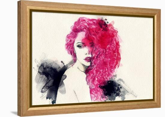 Woman . Hand Painted Fashion Illustration-Anna Ismagilova-Framed Stretched Canvas