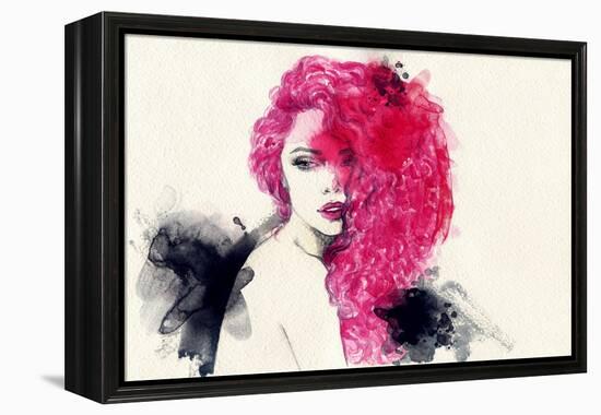 Woman . Hand Painted Fashion Illustration-Anna Ismagilova-Framed Stretched Canvas