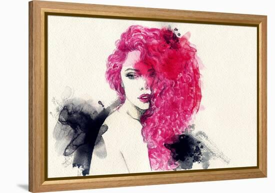 Woman . Hand Painted Fashion Illustration-Anna Ismagilova-Framed Stretched Canvas