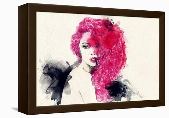 Woman . Hand Painted Fashion Illustration-Anna Ismagilova-Framed Stretched Canvas