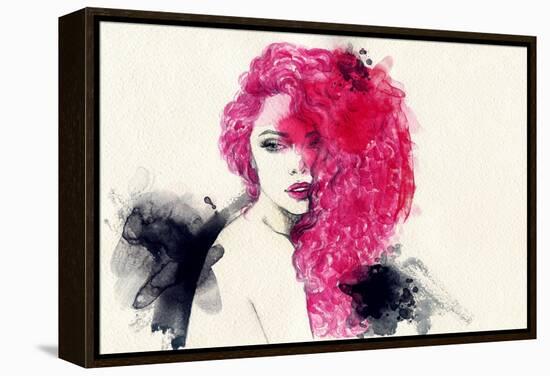 Woman . Hand Painted Fashion Illustration-Anna Ismagilova-Framed Stretched Canvas