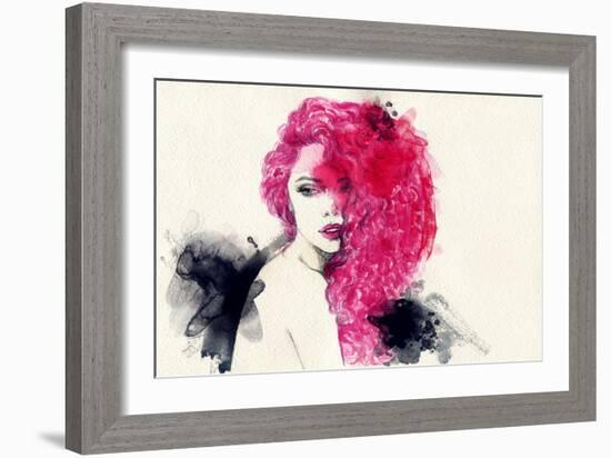 Woman . Hand Painted Fashion Illustration-Anna Ismagilova-Framed Art Print