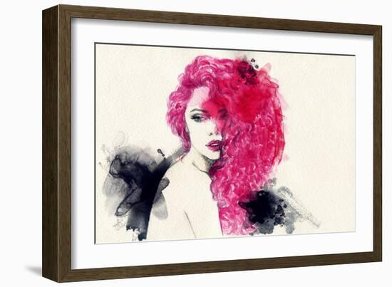 Woman . Hand Painted Fashion Illustration-Anna Ismagilova-Framed Art Print