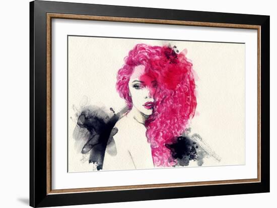 Woman . Hand Painted Fashion Illustration-Anna Ismagilova-Framed Art Print