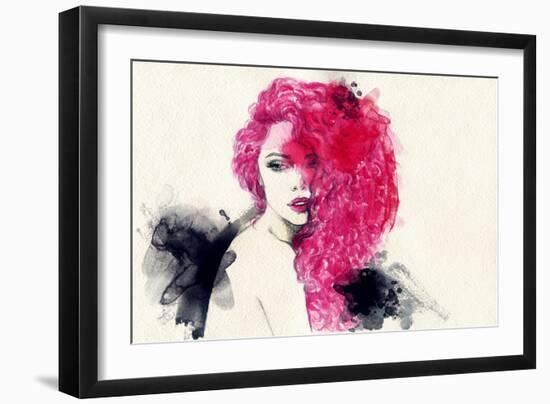 Woman . Hand Painted Fashion Illustration-Anna Ismagilova-Framed Art Print