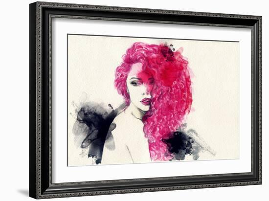 Woman . Hand Painted Fashion Illustration-Anna Ismagilova-Framed Art Print