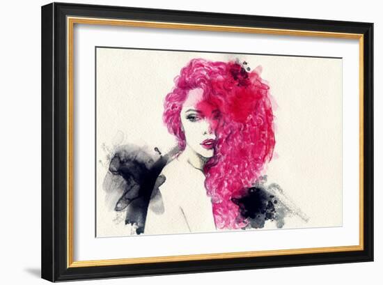 Woman . Hand Painted Fashion Illustration-Anna Ismagilova-Framed Art Print