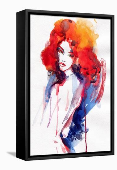 Woman . Hand Painted Fashion Illustration-Anna Ismagilova-Framed Stretched Canvas