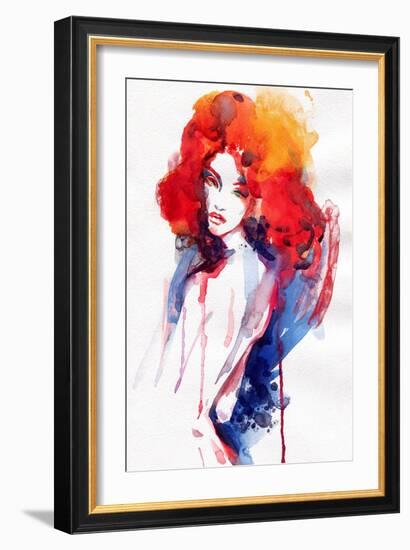 Woman . Hand Painted Fashion Illustration-Anna Ismagilova-Framed Art Print