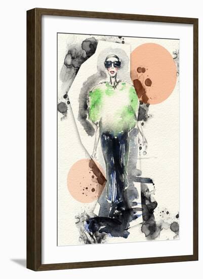 Woman . Hand Painted Fashion Illustration-Anna Ismagilova-Framed Art Print