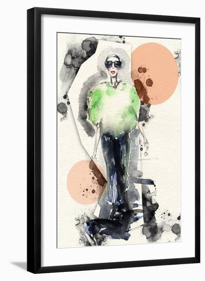 Woman . Hand Painted Fashion Illustration-Anna Ismagilova-Framed Art Print