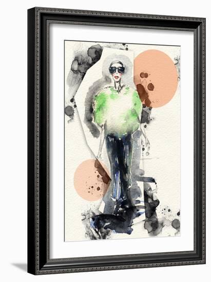 Woman . Hand Painted Fashion Illustration-Anna Ismagilova-Framed Art Print