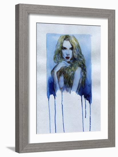 Woman . Hand Painted Fashion Illustration-Anna Ismagilova-Framed Art Print