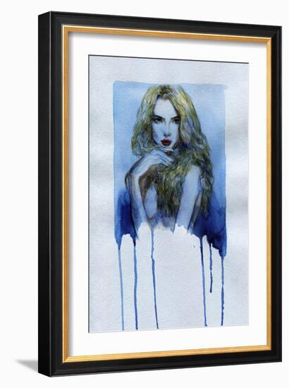 Woman . Hand Painted Fashion Illustration-Anna Ismagilova-Framed Art Print