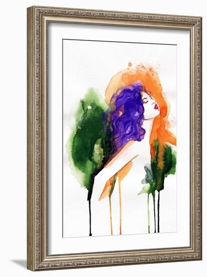 Woman . Hand Painted Fashion Illustration-Anna Ismagilova-Framed Art Print