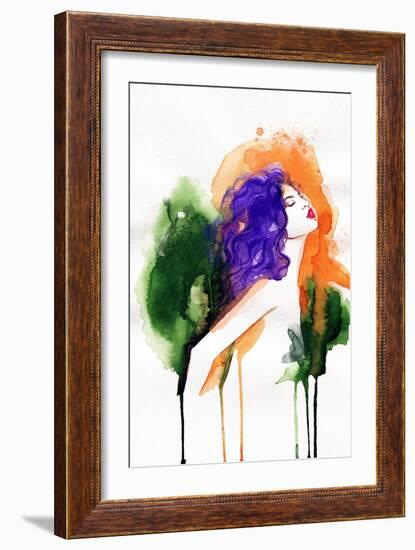 Woman . Hand Painted Fashion Illustration-Anna Ismagilova-Framed Art Print