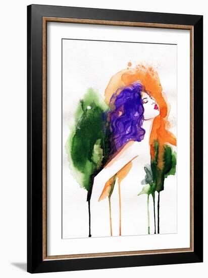 Woman . Hand Painted Fashion Illustration-Anna Ismagilova-Framed Art Print