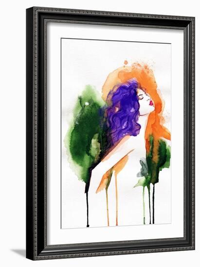 Woman . Hand Painted Fashion Illustration-Anna Ismagilova-Framed Art Print