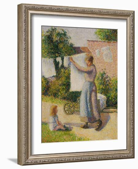 Woman Hanging Her Laundry, 1887-Camille Pissarro-Framed Giclee Print