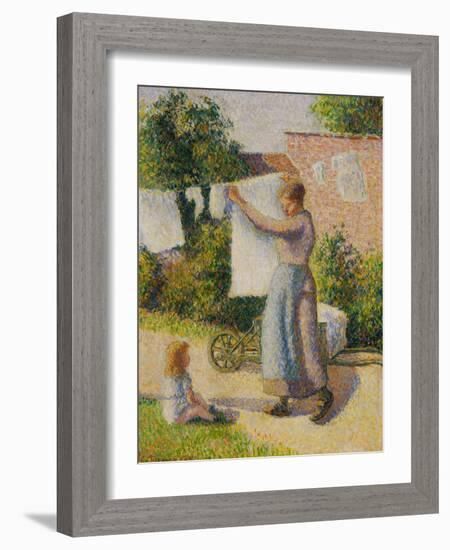 Woman Hanging Her Laundry, 1887-Camille Pissarro-Framed Giclee Print