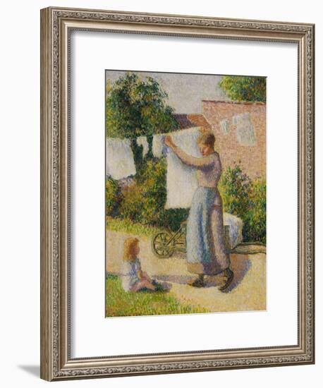 Woman Hanging Her Laundry, 1887-Camille Pissarro-Framed Giclee Print