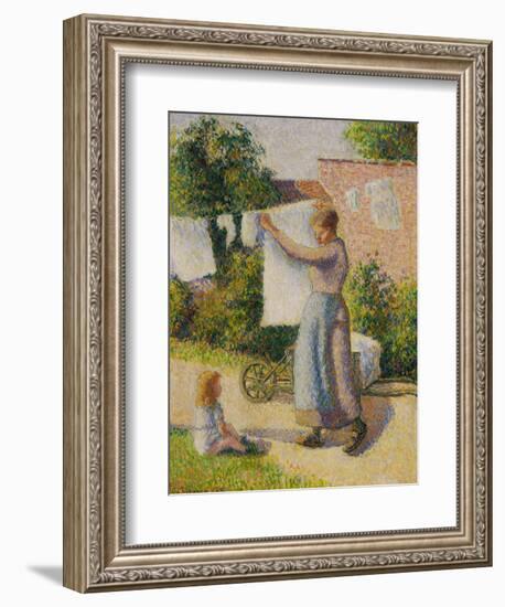 Woman Hanging Her Laundry, 1887-Camille Pissarro-Framed Giclee Print