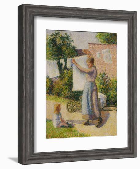 Woman Hanging Her Laundry, 1887-Camille Pissarro-Framed Giclee Print