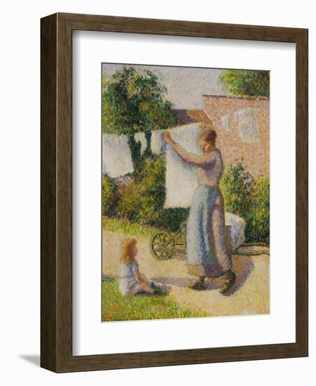 Woman Hanging Her Laundry, 1887-Camille Pissarro-Framed Giclee Print