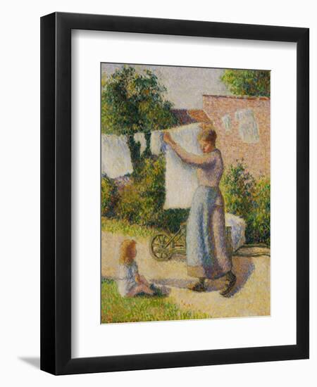 Woman Hanging Her Laundry, 1887-Camille Pissarro-Framed Giclee Print