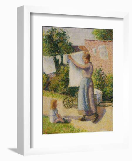 Woman Hanging Her Laundry, 1887-Camille Pissarro-Framed Giclee Print
