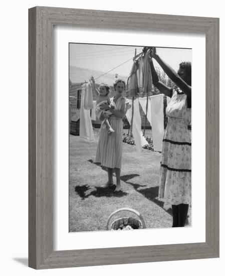 Woman Hanging the Laundry Out to Dry-Nina Leen-Framed Photographic Print