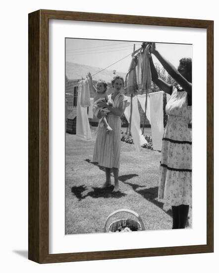 Woman Hanging the Laundry Out to Dry-Nina Leen-Framed Photographic Print