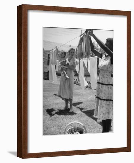 Woman Hanging the Laundry Out to Dry-Nina Leen-Framed Photographic Print