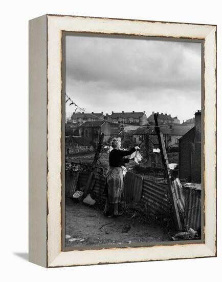 Woman Hanging Wash in a Dublin Slum-Tony Linck-Framed Premier Image Canvas