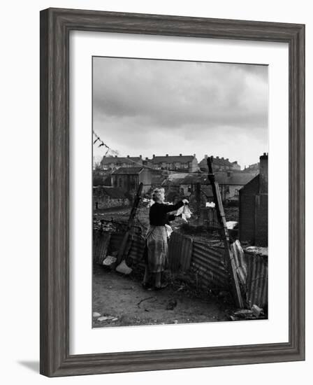 Woman Hanging Wash in a Dublin Slum-Tony Linck-Framed Photographic Print