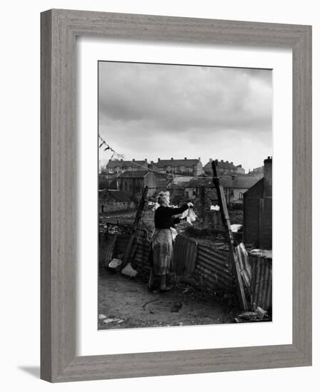 Woman Hanging Wash in a Dublin Slum-Tony Linck-Framed Photographic Print
