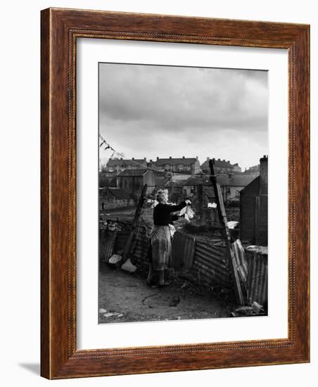 Woman Hanging Wash in a Dublin Slum-Tony Linck-Framed Photographic Print