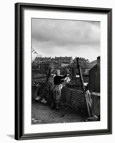 Woman Hanging Wash in a Dublin Slum-Tony Linck-Framed Photographic Print