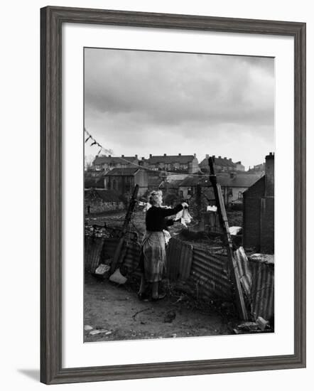 Woman Hanging Wash in a Dublin Slum-Tony Linck-Framed Photographic Print