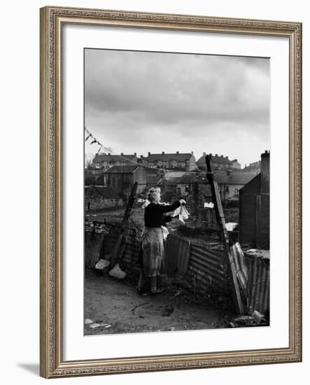 Woman Hanging Wash in a Dublin Slum-Tony Linck-Framed Photographic Print