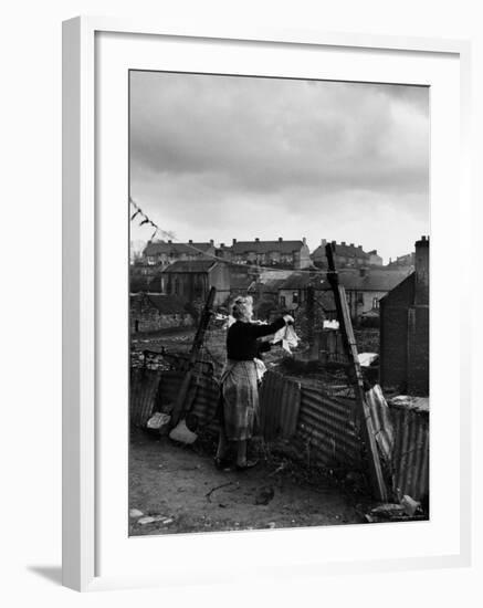 Woman Hanging Wash in a Dublin Slum-Tony Linck-Framed Photographic Print