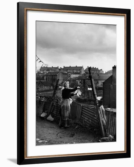 Woman Hanging Wash in a Dublin Slum-Tony Linck-Framed Photographic Print